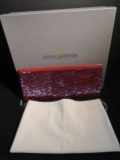 Keep Daniel Swarovski, Deep red lambskin clutch with swarovski crystals.