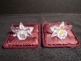 Pair of Swarovski crystal Orchids.