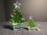 Collection of 3 Swarovski crystal Felix the Christmas Trees.