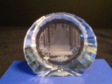 Swarovski crystal disk paperweight of Rockefeller Center Christmas Tree