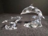 Pair of Swarovski crystal Dolphins. Hand signed by the artist Anton Hirzinger.