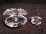 Pair of Swarovski crystal Clamshells. Hand signed by the artist Michael Stamey.