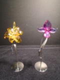 Pair of Swarovski crystal Flowers.