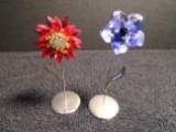Pair of Swarovski crystal Flowers.