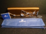 Daniel Swarovski Evening Bag 'Cry Ilulissat' Brown satin clutch with removable chain strap.