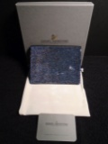 Daniel Swarovski Minuit Black Satin Envelope style clutch with Light Sapphire crystals.