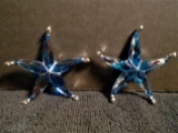 Pair of Swarovski crystal Starfish, Cantil Ocean Blue.