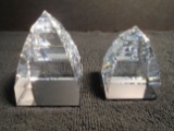 Pair of Swarovski crystal, Crystal Cal Pyramid Paperweights