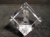 Swarovski crystal paperweight. Clear square crystal 