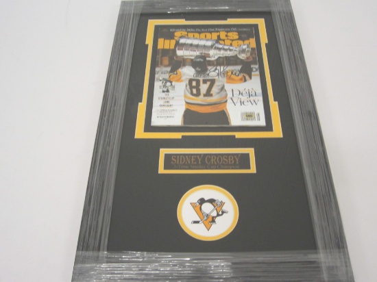 Sidney Crosby Pittsburgh Penguins signed autographed framed Magazine CAS COA
