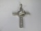 Sterling Silver Cross pendant w/ Wild Cat and Simulated Baguette