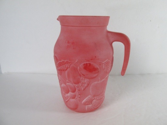 Cerve Red Italian Frosted Glass Pitcher