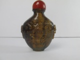 Carved Tigers Eye & Carnelian Snuff Bottle