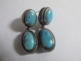 Barse Navajo Style Sterling & Turquoise Earrings