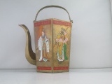 Vintage Hexagonal Brass Tea Pot.
