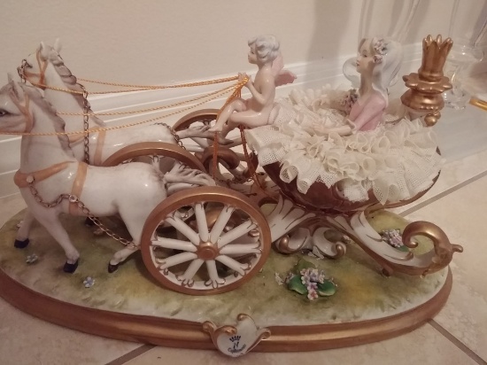 Capodimonte Horse and Carriage Approx 14"L x7.5"W x 8.5H Paid $1999