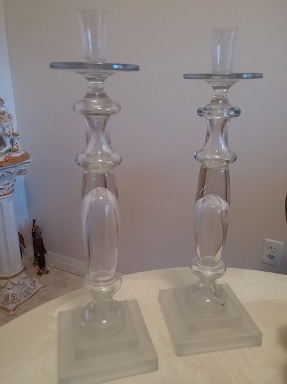 Mikasa Pair of Crystal Candle Sticks Approx 18"H Paid $395