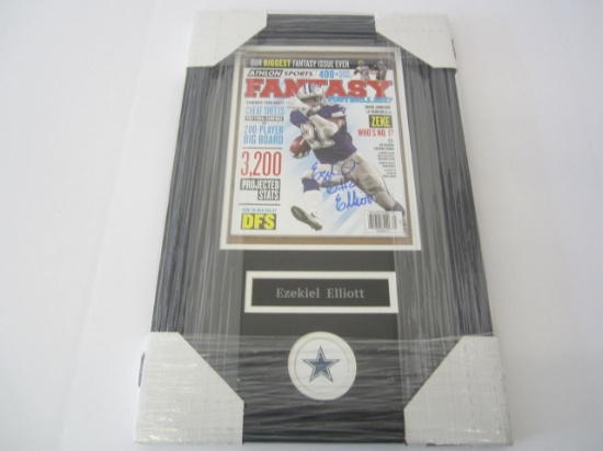 Ezekiel Elliott Dallas Cowboys Hand Signed Autographed Framed 8x10 Fantasy Magazine PSAS Certified