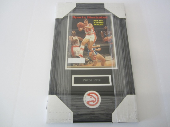 PISTOL PETE HAND SINGED SPORTS ILLUSTRATED FRAMED MATTED  COA