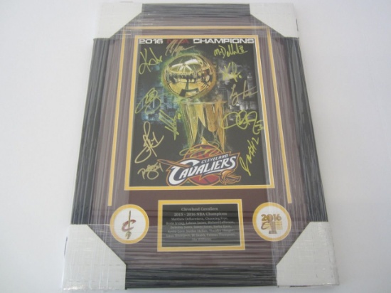 2015-2016 Cleveland Cavaliers NBA Champions Team Signed Autographed Framed 16x20 Photo James/Irving/