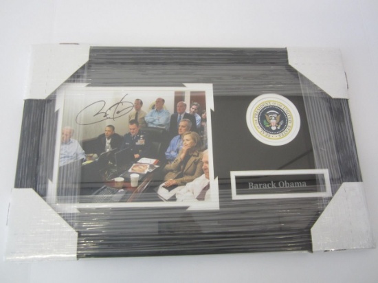 Barack Obama Hand Signed Autographed Framed 8x10 Photo Ultimate Authentic Autographs Certified