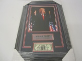 Donald Trump POTUS signed Framed Dollar Bill with 11x14 photo Global Coa