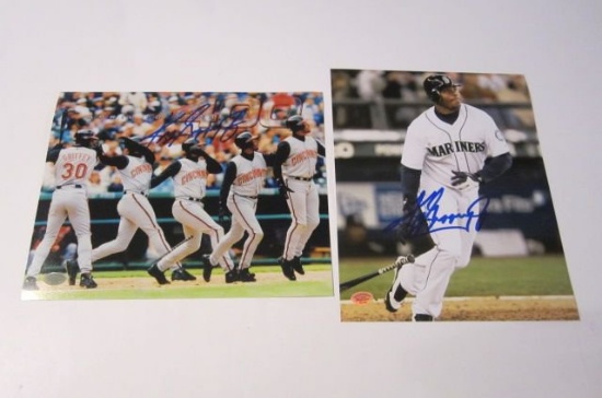 Lot of (2) Ken Griffey Jr Hand Signed Autographed 8x10 Photos PSAS Certified.