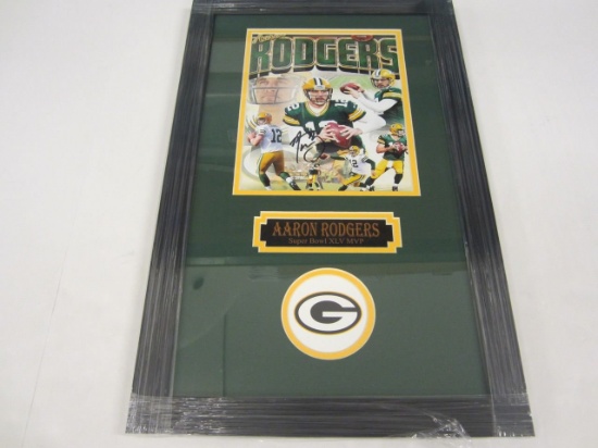 Aaron Rodgers Green Bay Packers Hand Signed Autographed Framed 8x10 Photo PSAS Certified.