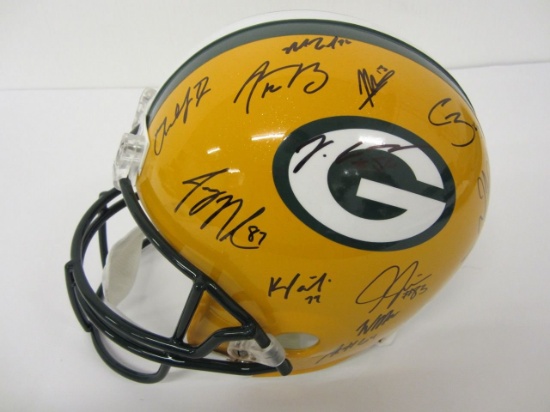 2017 Green Bay Packers Team Signed Autographed Football Helmet Rodgers/Matthews/Lacy/Nelson and Othe
