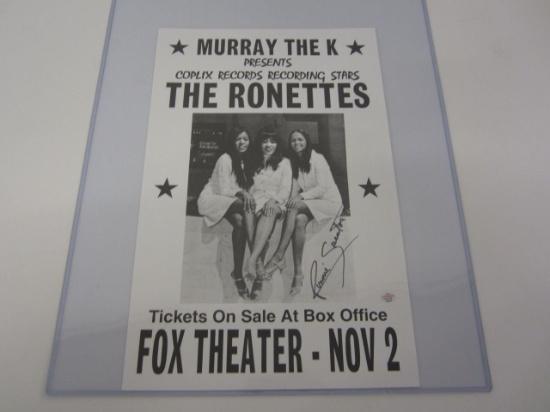 Ronnie Spector The Ronettes Hand Signed Autographed Poster Paas Certified.