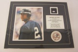 Derek Jeter New York Yankees Certified Game Used Matted Jersey Segment Paas Witnessed Certified.