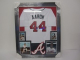 Hank Aaron Atlanta Braves Hand Signed Autographed Matted Framed Jersey GAI Certified