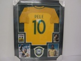 Pele Brasil Hand Signed Autographed Matted Framed Jersey GAI Certified