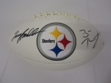 Ben Roethlisberger/Terry Bradshaw Dual Signed Autographed Logo Football Paas Certified.