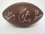 Eli Manning,Archie Manning,Peyton Manning Hand Signed Autographed Football PSAS Certified.