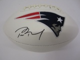 Tom Brady New England Patriots Hand Signed Autographed Logo Football PSAS Certified.