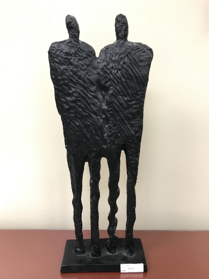 WOODEN BLACK FIGURINE TWO MEN