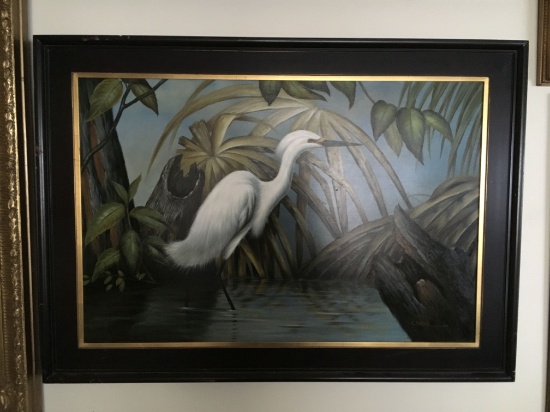 C. WALTER SIGNED ORIGINAL OIL PAINTING WHITE BIRD