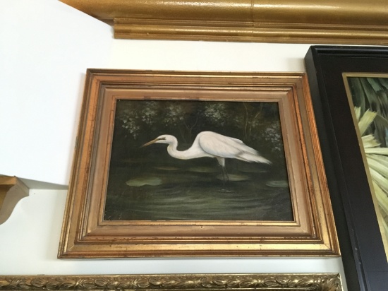 C. WALTER SIGNED ORIGINAL OIL PAINTING WHITE BIRD