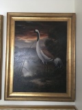 MP ELLIOT ORIGINAL OIL PAINTING TALL WHITE BIRD