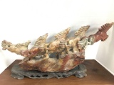 JADE SCULPTURE OF HORSES ON BASE