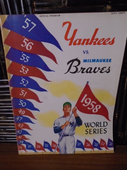 1958 Milwaukee Braves vs. NY Yankees World Series Program