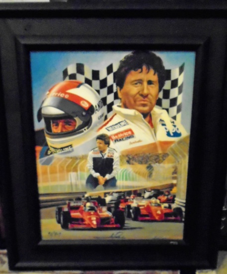 24 x 30 Autographed Framed Limited Edition Giclee of Mario Andretti 98/407.