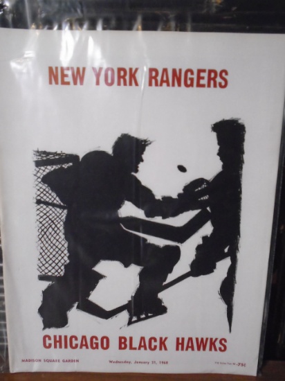 1968 Hockey Program (Rangers vs. Blackhawks)
