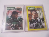 REGGIE WHITE 1987 TOPPS HOF SINGED AUTOGRAPH CARD LOT (2) COA