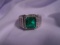 Men's gem stone and diamond ring - emerald