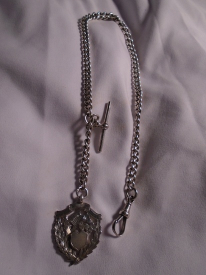 Men's Sterling silver necklace with a crest shaped pendant