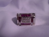 Men's gem stone and diamond ring - rubies