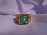 Men's emerald and diamond ring