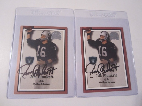 JIM PLUNKETT OAKLAND RAIDERS HOF GREATS OF THE GAME CARD LOT (2) COA